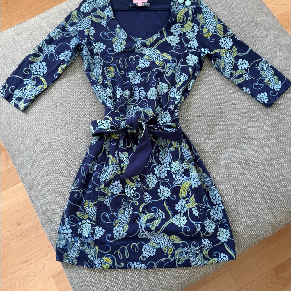 Lilly Pulitzer Navy and Green Floral Dress